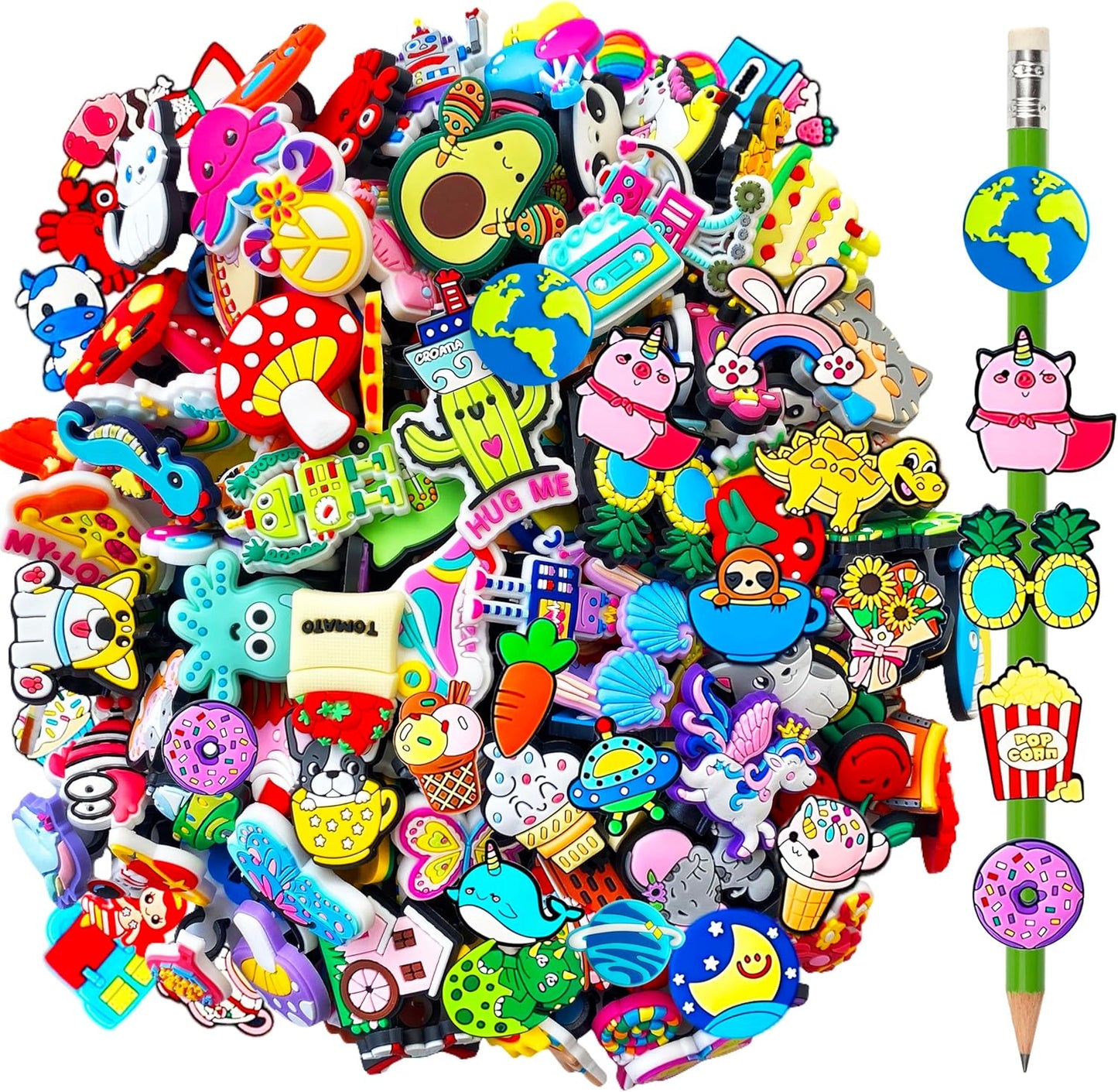 Fun Colorful Pencil Topper Decorations 100 Pack - Halri