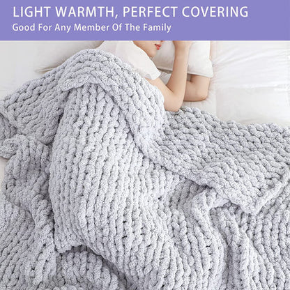 Plush Heavy Knit Blanket, Soft Cable Throw for Home