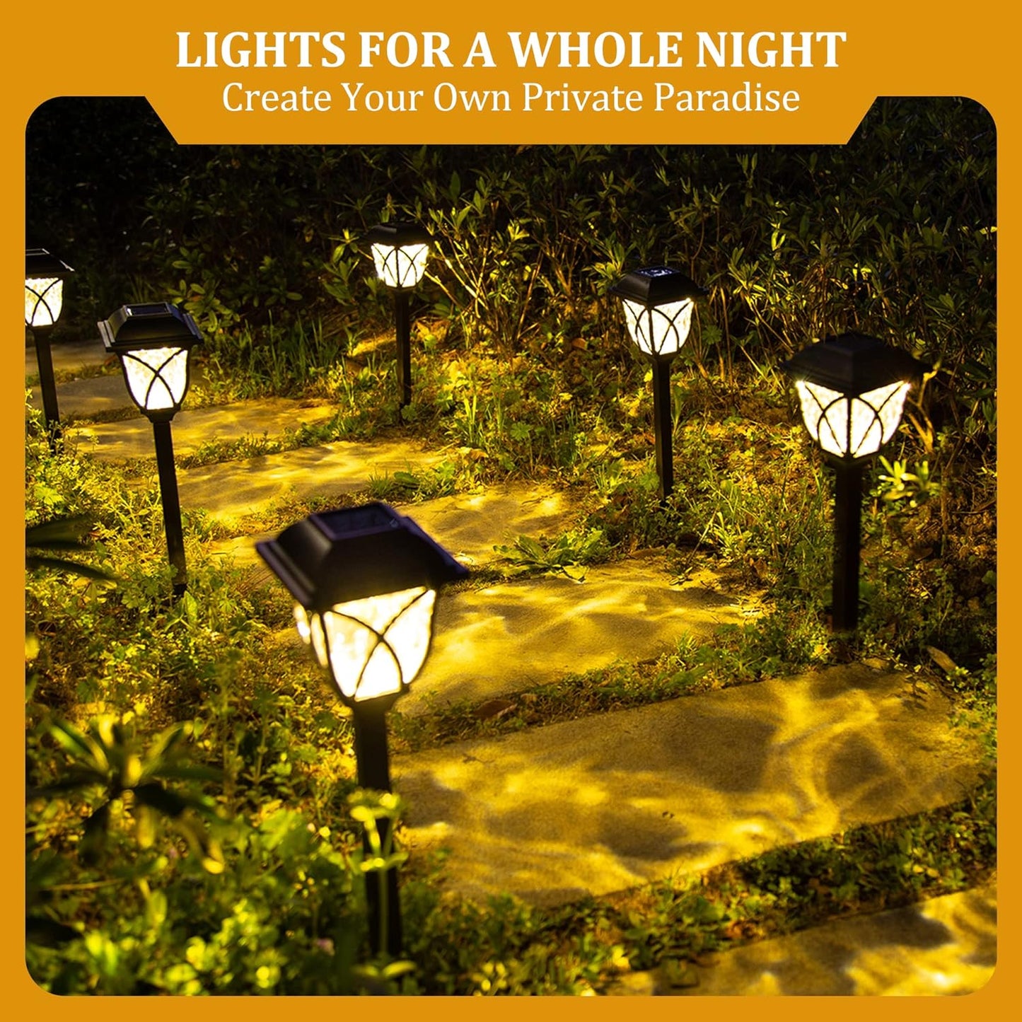 Bright Solar Powered Garden Path Lights Outdoor 6 Pack