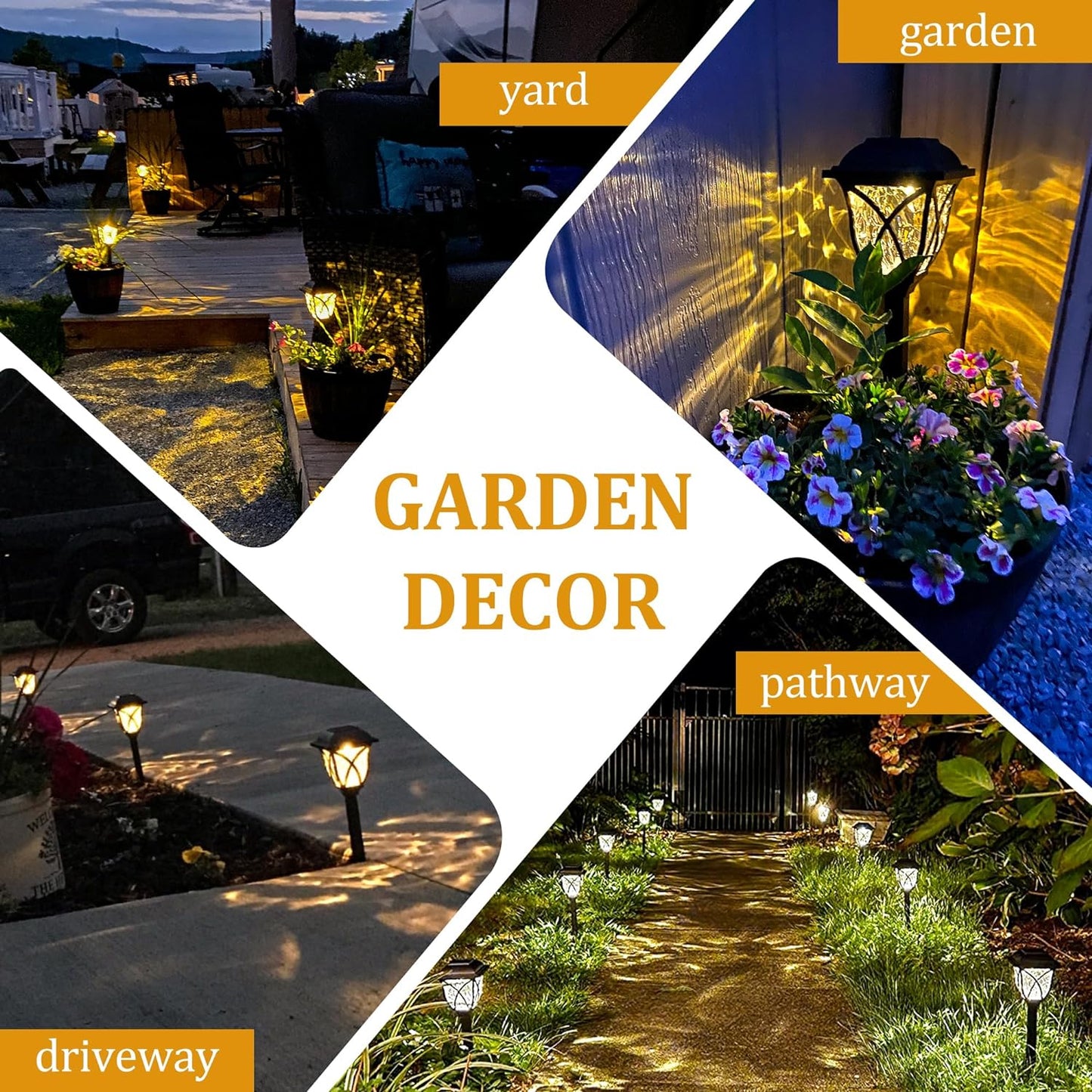 Bright Solar Powered Garden Path Lights Outdoor 6 Pack