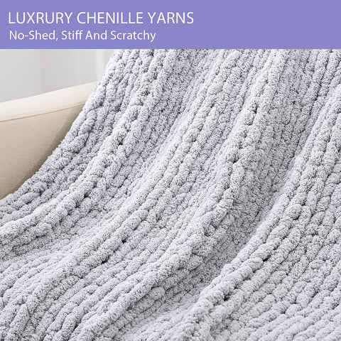 Plush Heavy Knit Blanket, Soft Cable Throw for Home