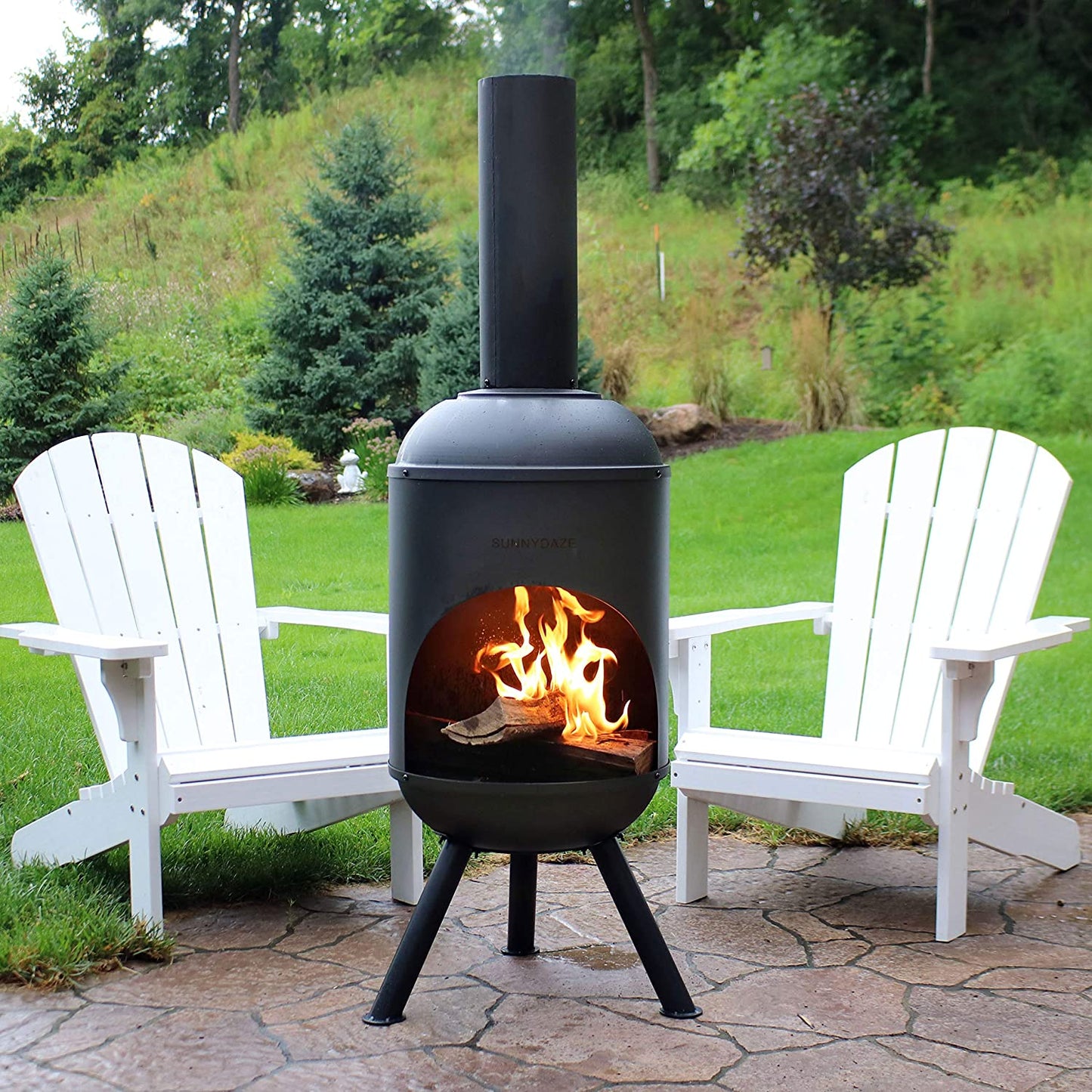 Large Metal Wood Burning Fire Pit Outdoor Heater - Halri