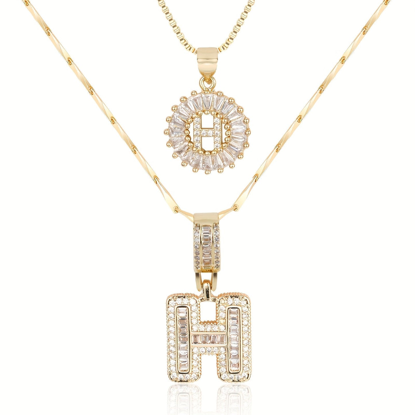 Personalized 14k Gold Initial Diamond Pendants