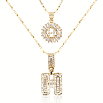 Personalized 14k Gold Initial Diamond Pendants