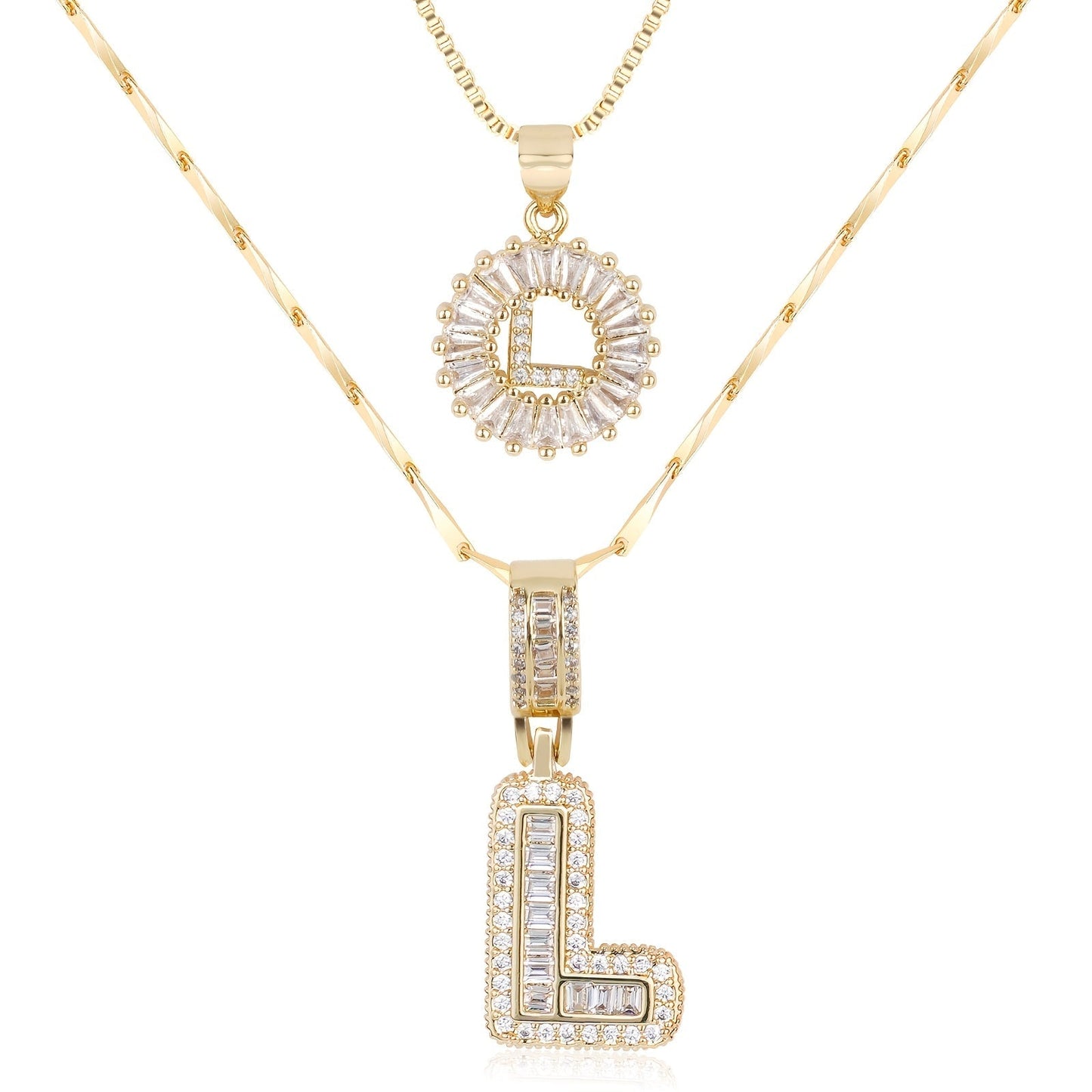 Personalized 14k Gold Initial Diamond Pendants