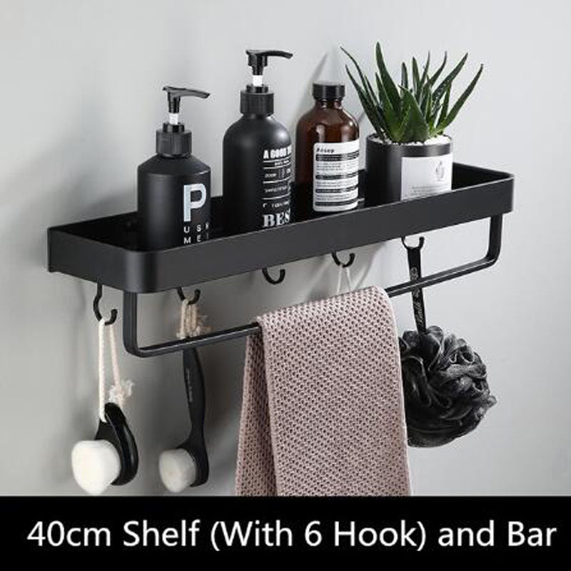 Modern Black Metal Wall Storage Shelf