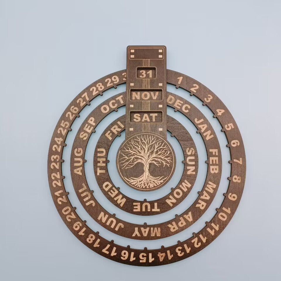 Classic Wood Round Desk Calendar