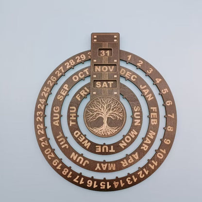 Classic Wood Round Desk Calendar