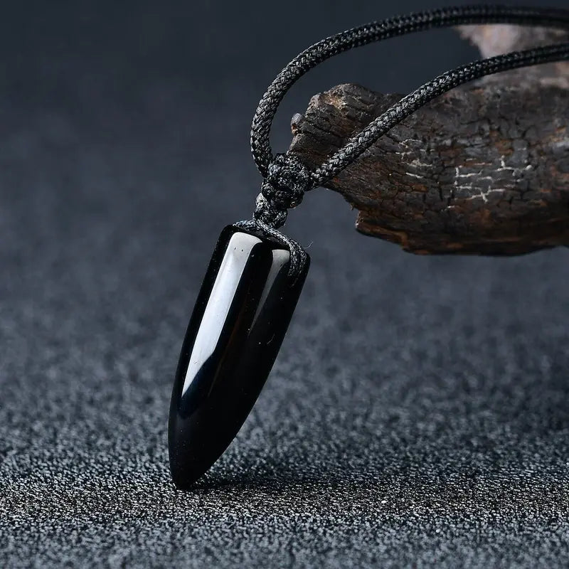 Strong Black Obsidian Gemstone Necklace