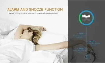 LED Smart Clock Mirror Night Light Table Alarm