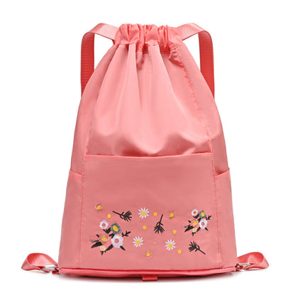 Cute Embroidered Cotton Yoga Bag