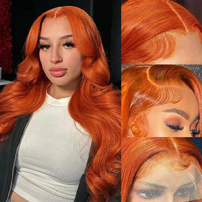 Curly Auburn Red Synthetic Lace Wig