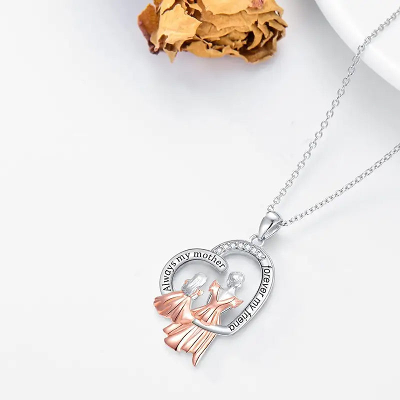 Lovely Mom Daughter Heart Necklace
