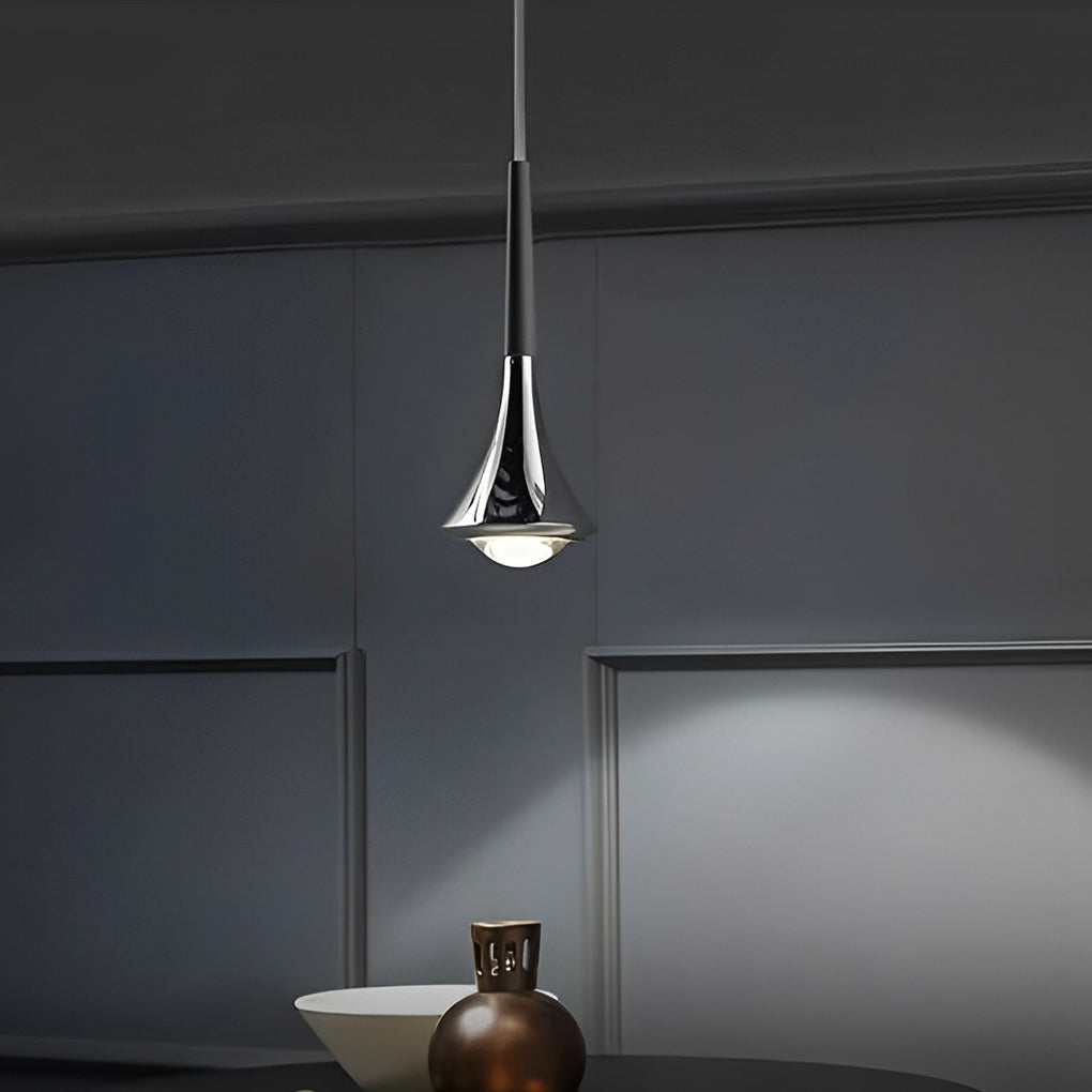 Modern Drop Pendant Lamp in Black Gold Chrome - Halri