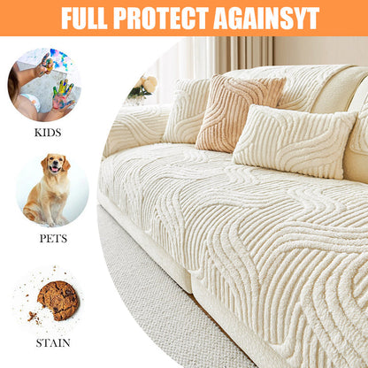 Soft Pet Friendly Sofa Slipcover with Wave Pattern