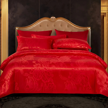 Soft Floral Pattern Satin Duvet Cover Set