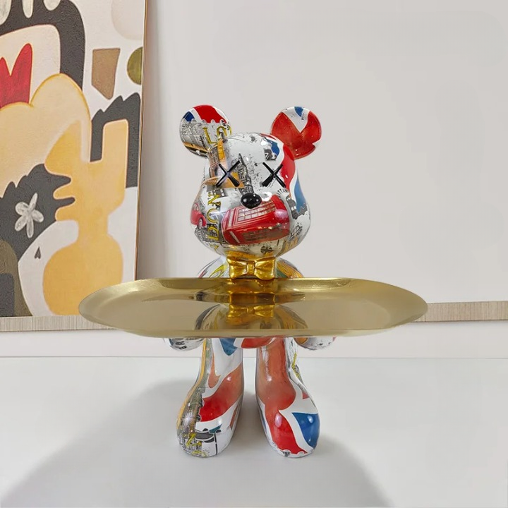 Cute Bear Figurine Serving Tray