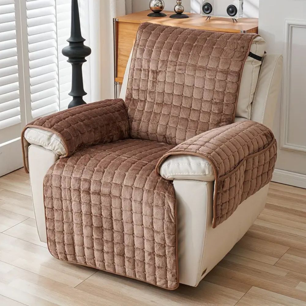 Cozy Grid Pattern Recliner Slipcover