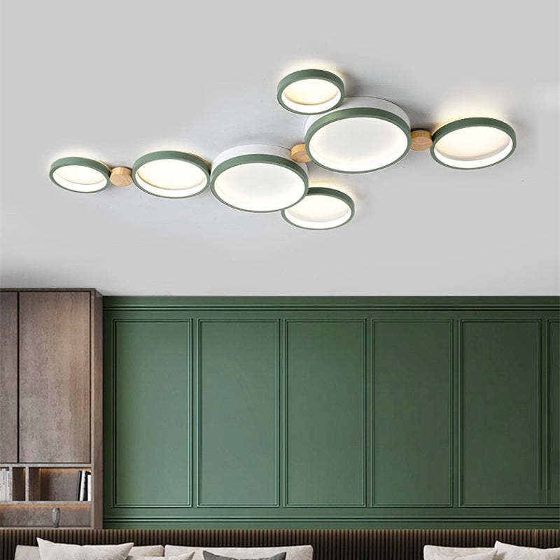 Soft Globe Ceiling Lamp for Bedroom in White and Gray