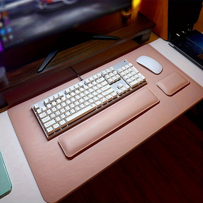 Ergonomic Desk Pad Set with Leather Wrist Rests