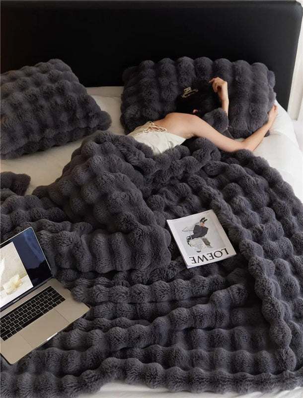 Cozy Fleece Reversible Throw Blanket