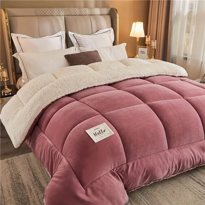 Soft Warm Quilted Checkered Duvet Cover