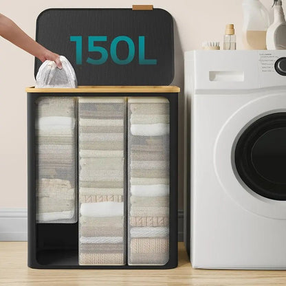 Collapsible Large Laundry Sorter with 2 Sections