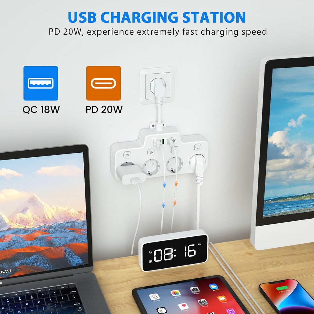 Compact USB Charging Station With Individual Switches