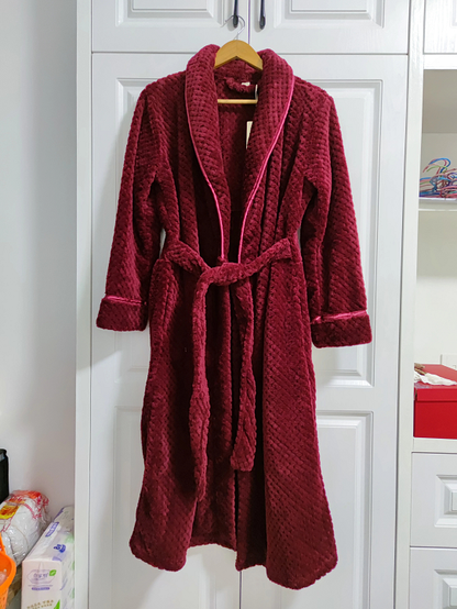 Plush Bathrobe with Hood and Wrap Belt - Halri