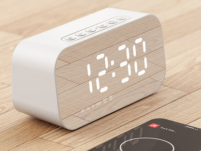 Compact Wireless Bluetooth Speaker with Clock and Thermometer