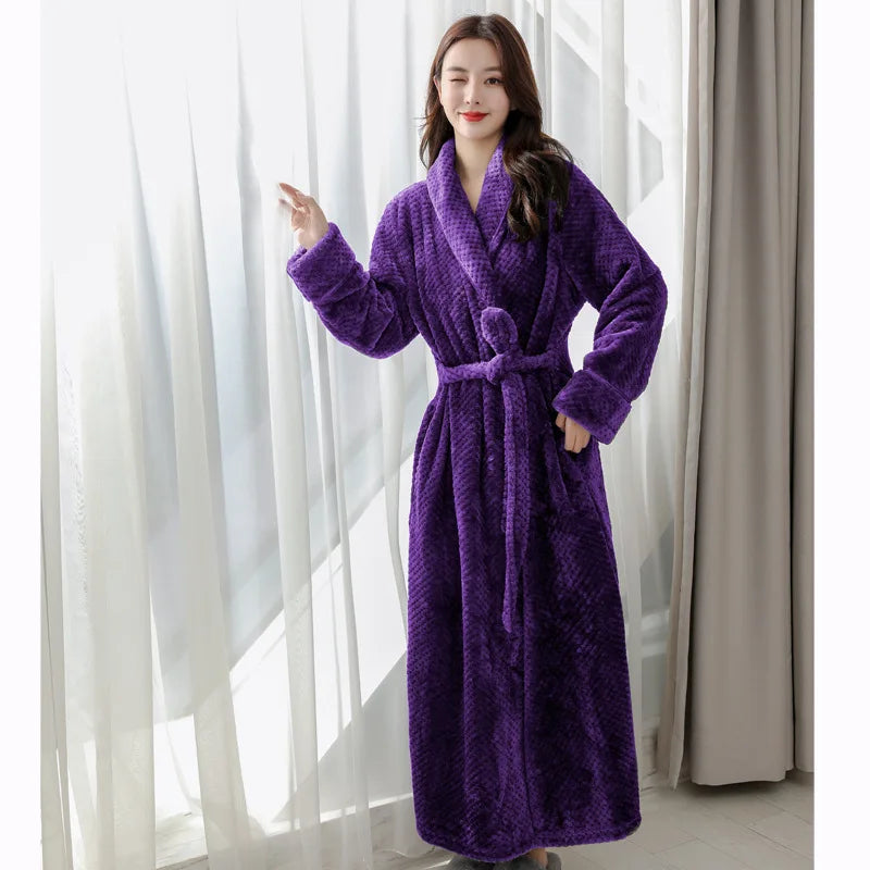 Plush Bathrobe with Hood and Wrap Belt