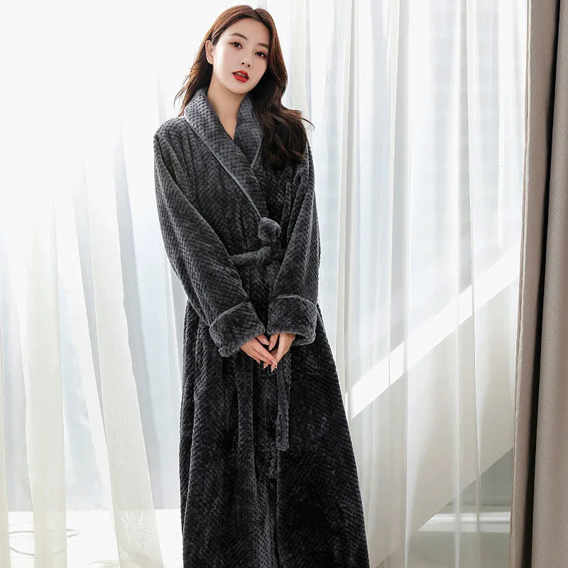 Plush Bathrobe with Hood and Wrap Belt