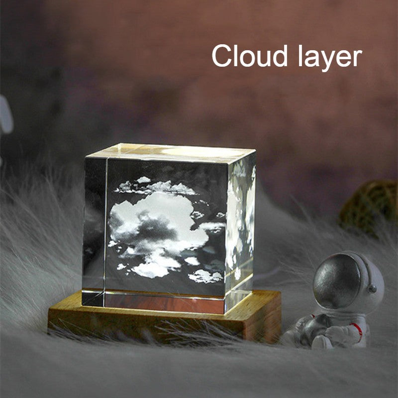 Colorful LED Glass Cube Night Light Decor
