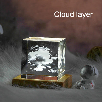 Colorful LED Glass Cube Night Light Decor
