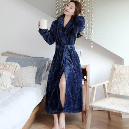 Plush Bathrobe with Hood and Wrap Belt