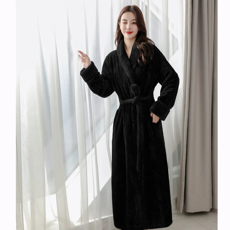 Plush Bathrobe with Hood and Wrap Belt