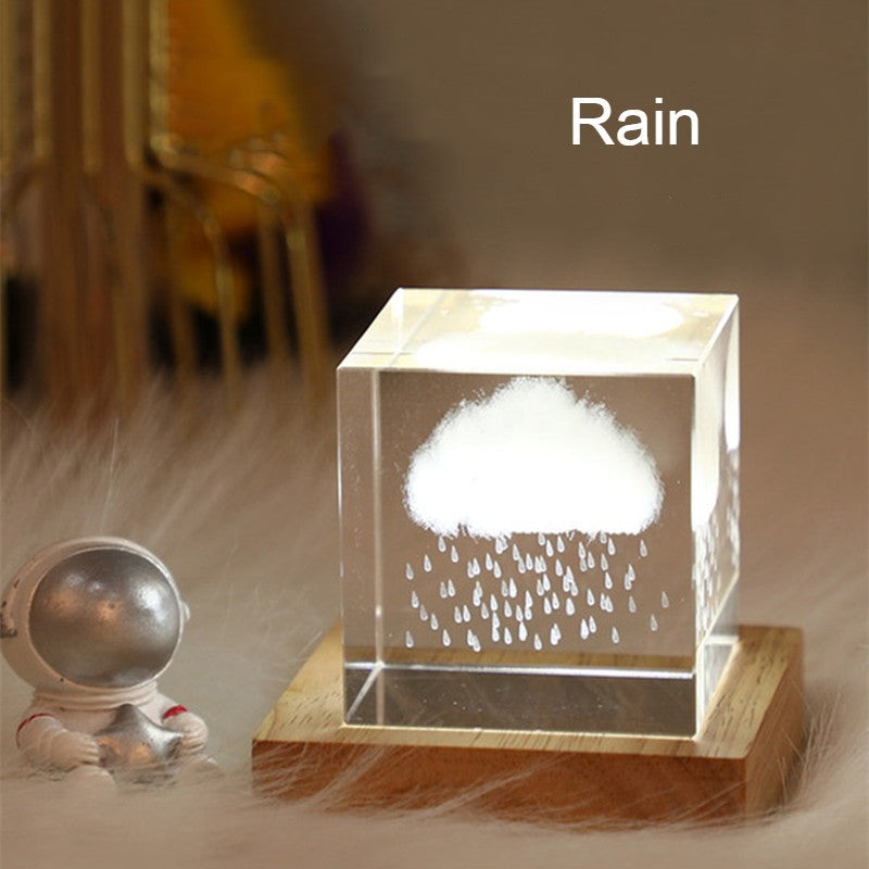 Colorful LED Glass Cube Night Light Decor