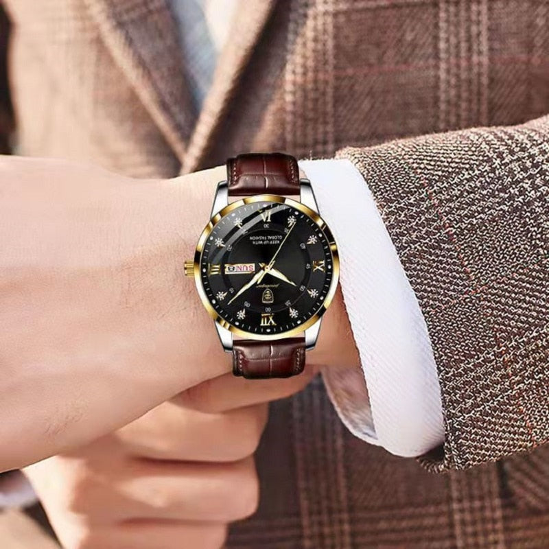Shining Leather Mens Watch
