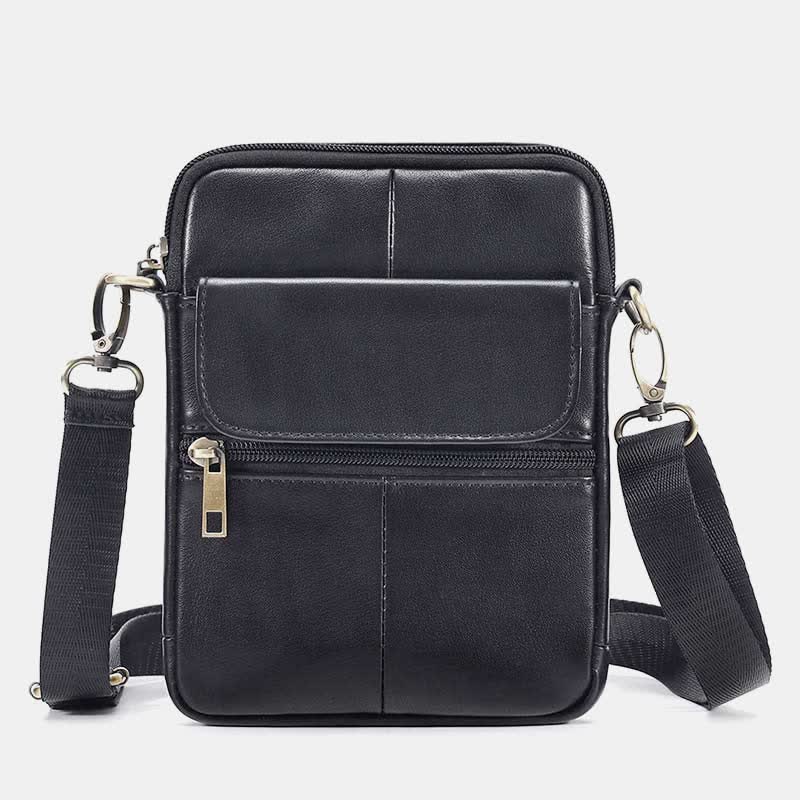 Men's Slim Leather Crossbody Bag with Adjustable Strap