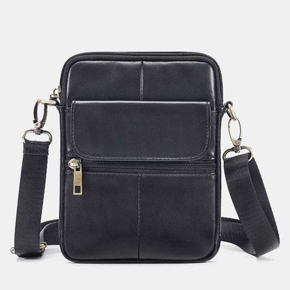 Men's Slim Leather Crossbody Bag with Adjustable Strap