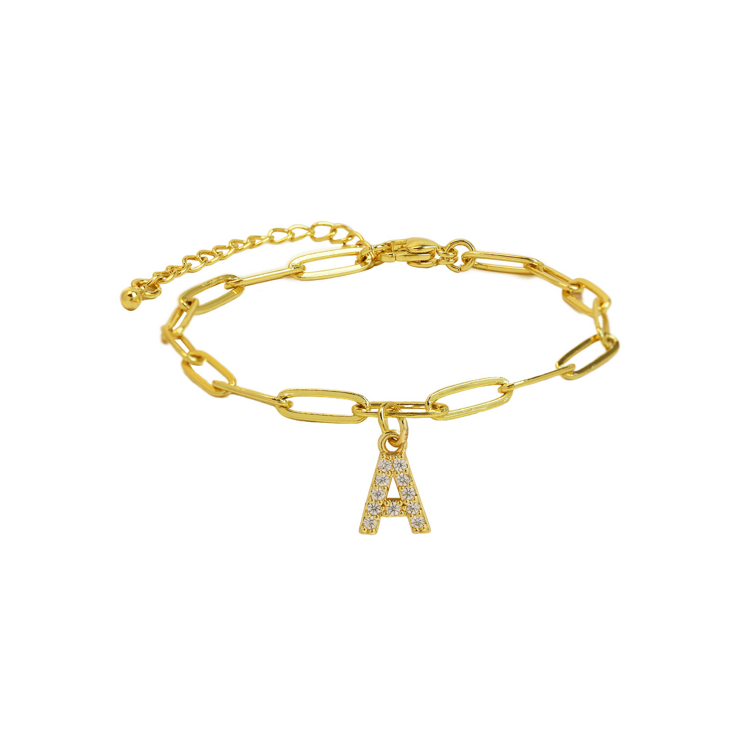 Delicate Initial Paperclip Charm Bracelet - Halri