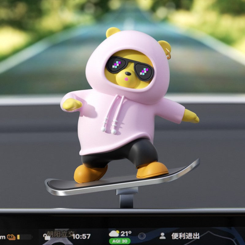 Fun Car Bear Figure Decoration