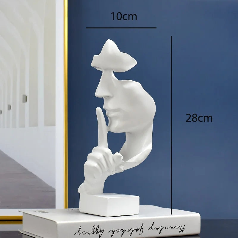 Abstract Resin Thinker Statue – Silence Is Golden Figurine Decor