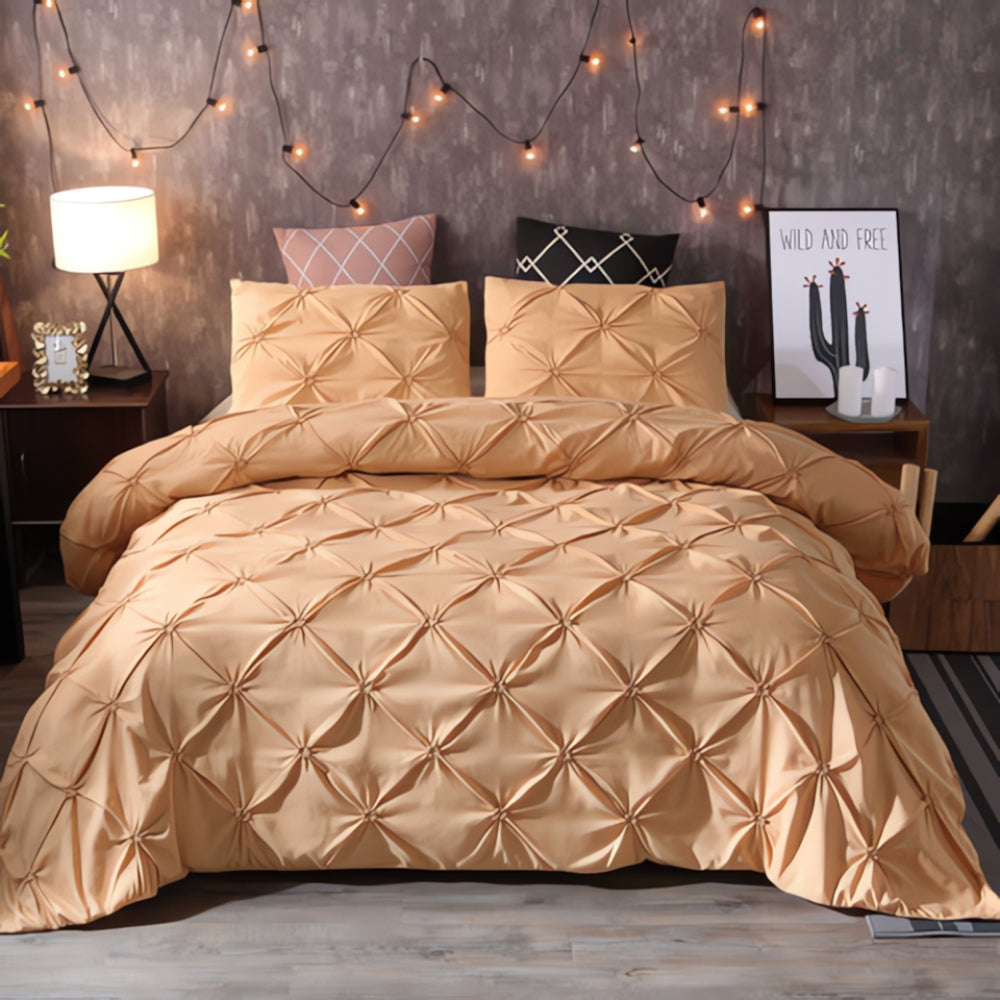 Soft Plush Pinch Pleat Duvet Cover Set