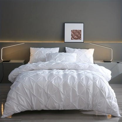 Soft Plush Pinch Pleat Duvet Cover Set