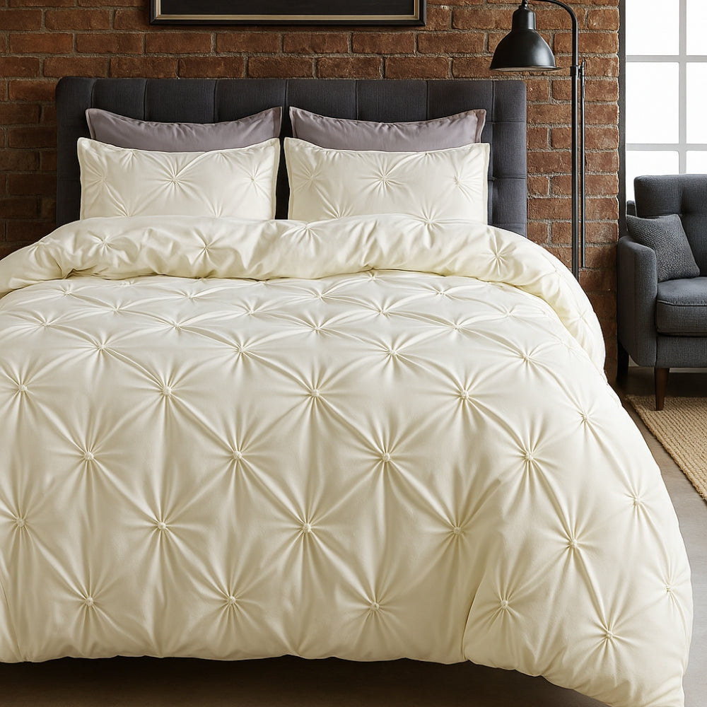 Soft Plush Pinch Pleat Duvet Cover Set
