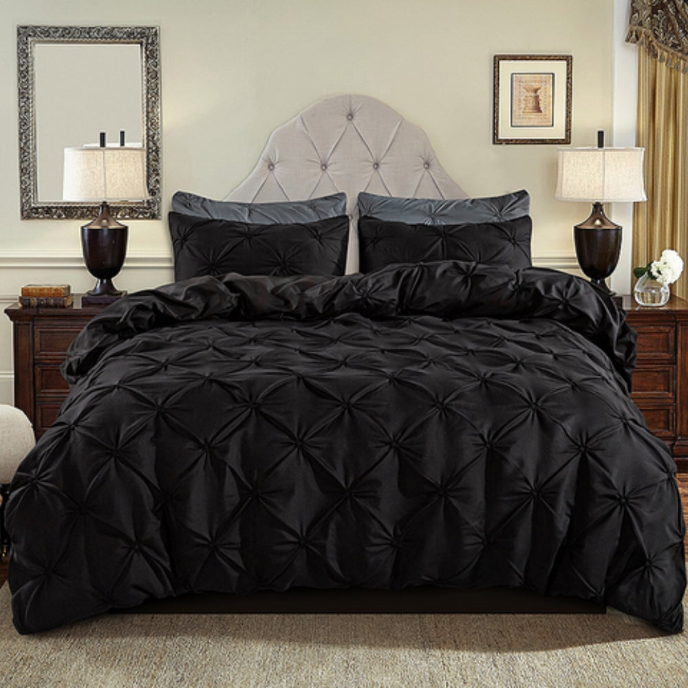 Soft Plush Pinch Pleat Duvet Cover Set