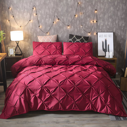 Soft Plush Pinch Pleat Duvet Cover Set