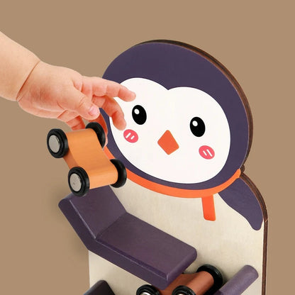Animals Wooden Car Ramp Racer Toy, Zig Slide, Educational Game, Safe for Ages 1+