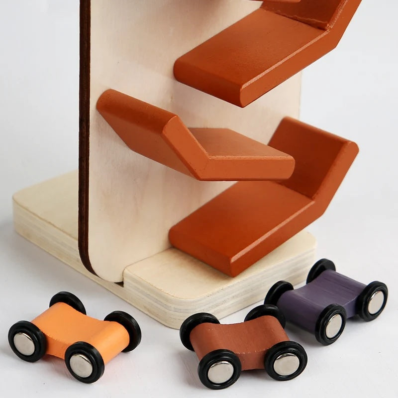 Animals Wooden Car Ramp Racer Toy, Zig Slide, Educational Game, Safe for Ages 1+